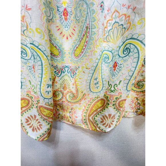 Zac & Rachel Off Shoulder Blouse Top Womens 2X Yellow Paisley Floral Smocked - Picture 7 of 13